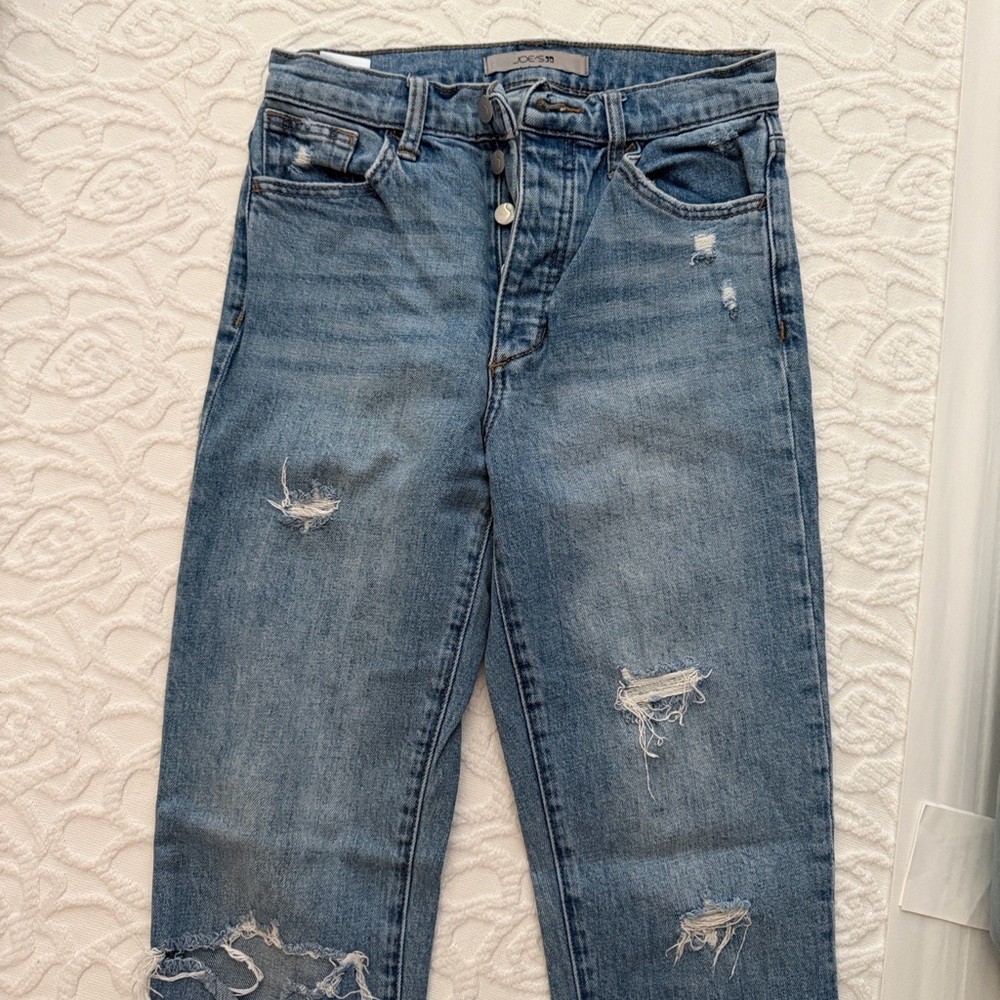 J. Crew Straight-Leg Distressed Jeans - Medium Blue